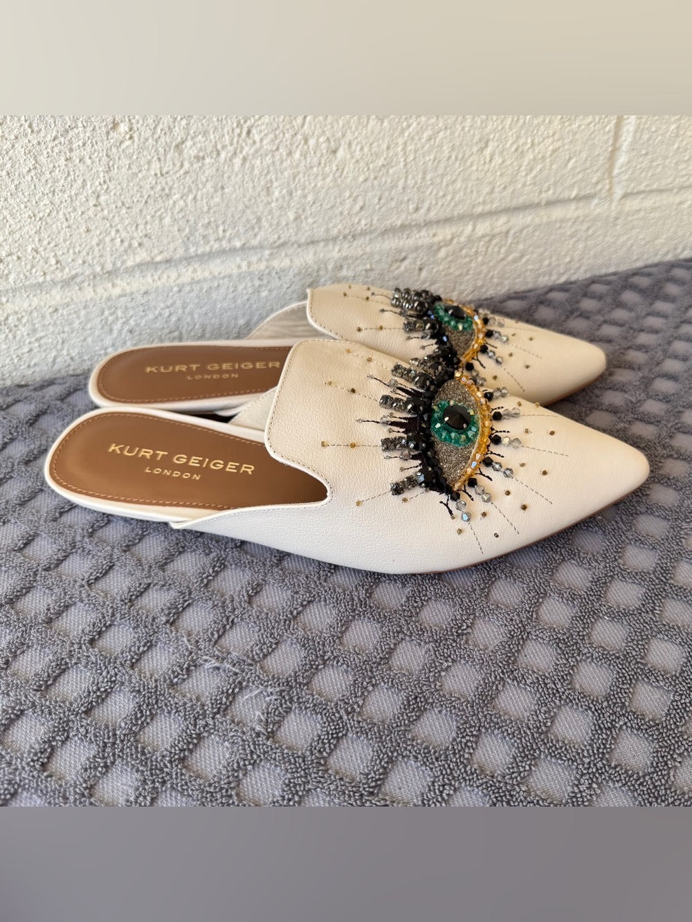 Kurt Geiger London Olive Eye Mule Bone Leather Size 8.5